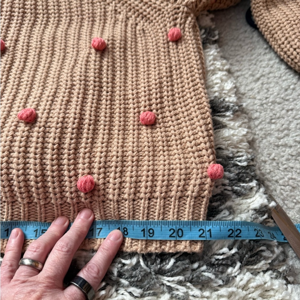 THE GREAT Bobble Sophomore Cardigan Sweater Tan/Pink NWOT 1/S - Picture 9 of 10